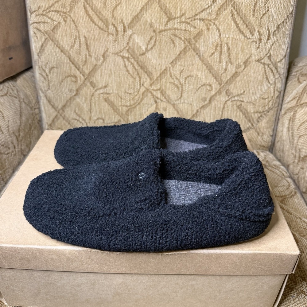 Olukai Nohea Heu Slippers Fuzzy Slip On Black Shoes 20459-4040 Women's Size 11